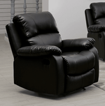 Faux Leather Manual Recliner Sofa Suite - Black - Bargainia.com - 5056150222934