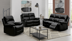 Faux Leather Manual Recliner Sofa Suite - Black - Bargainia.com - 5056150222934