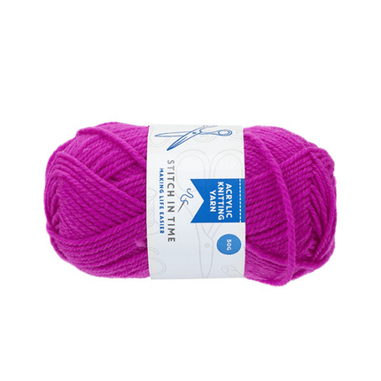 Fuschia Acrylic Knitting Yarn - 50g-5050565533500-Bargainia.com