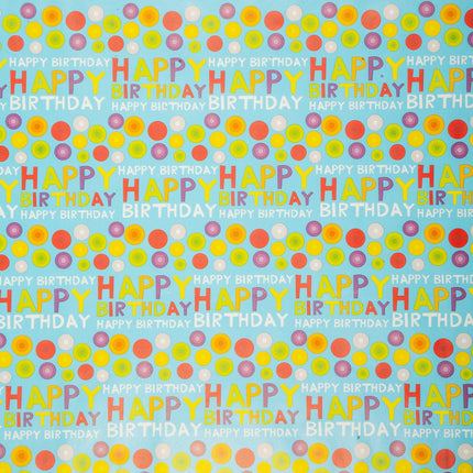 Gift Wrapping Paper - 200 x 70cm - Assorted Designs Blue 'Happy Birthday' only5pounds-com