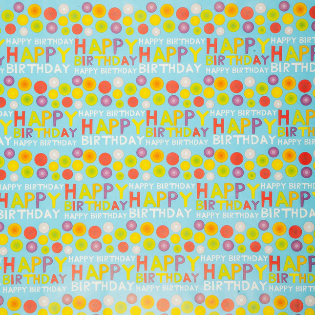 Gift Wrapping Paper - 200 x 70cm - Assorted Designs Blue 'Happy Birthday' only5pounds-com