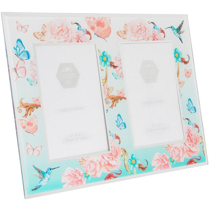 Glass Blossom & Butterflies Twin Frame - 4 x 6"-5010792430799-Bargainia.com