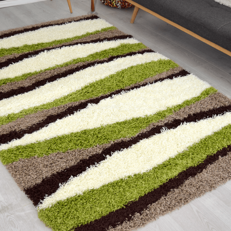 Green Waves Thick Shaggy Rug - California Rugs Rug Masters
