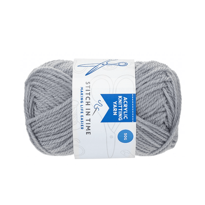 Grey Acrylic Knitting Yarn - 50g-5050565533531-Bargainia.com