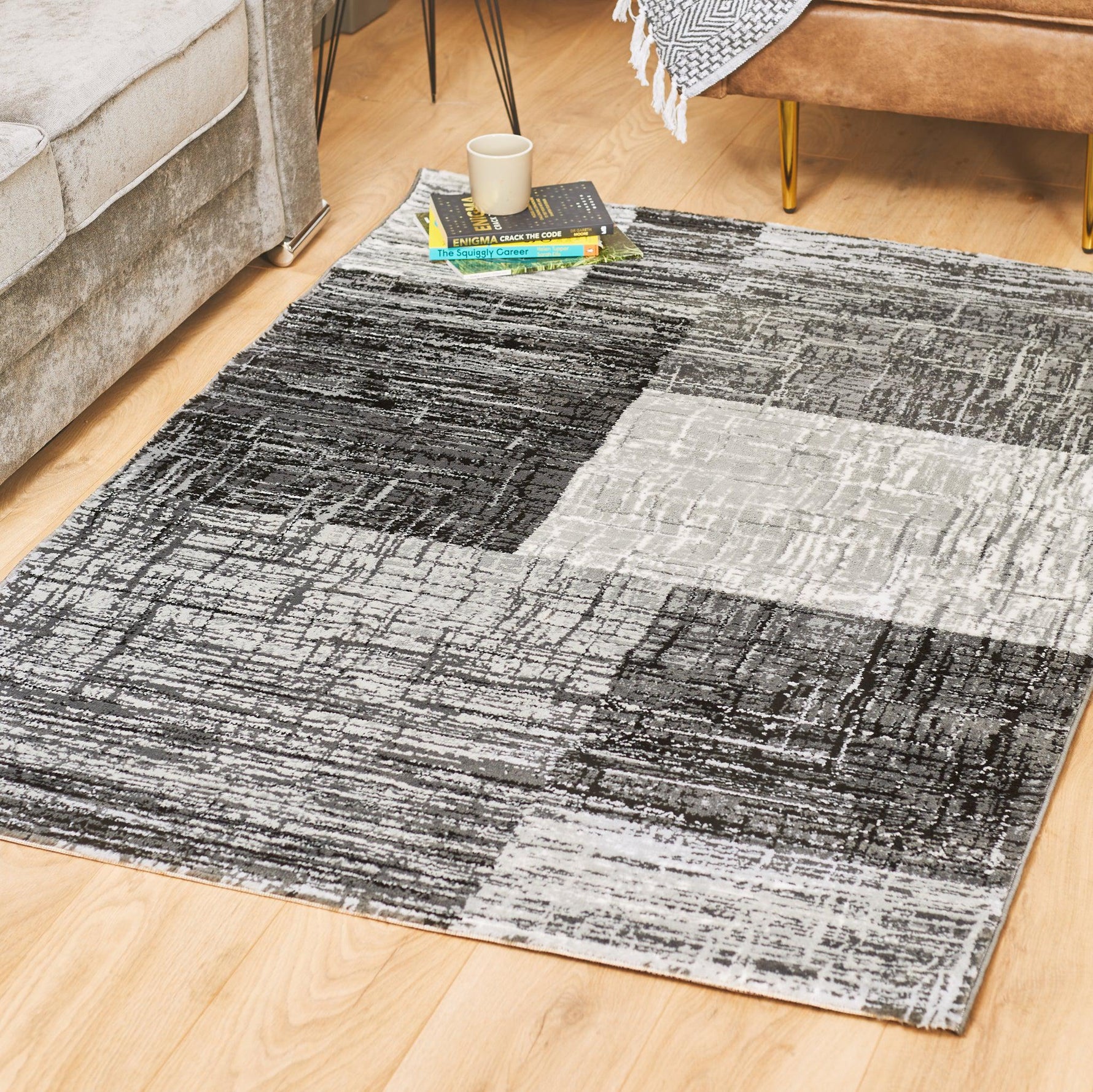 Grey & Black Modern Faded Rug - Plus - Bargainia.com - 