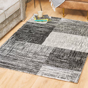Grey & Black Modern Faded Rug - Plus Rugs Clearance