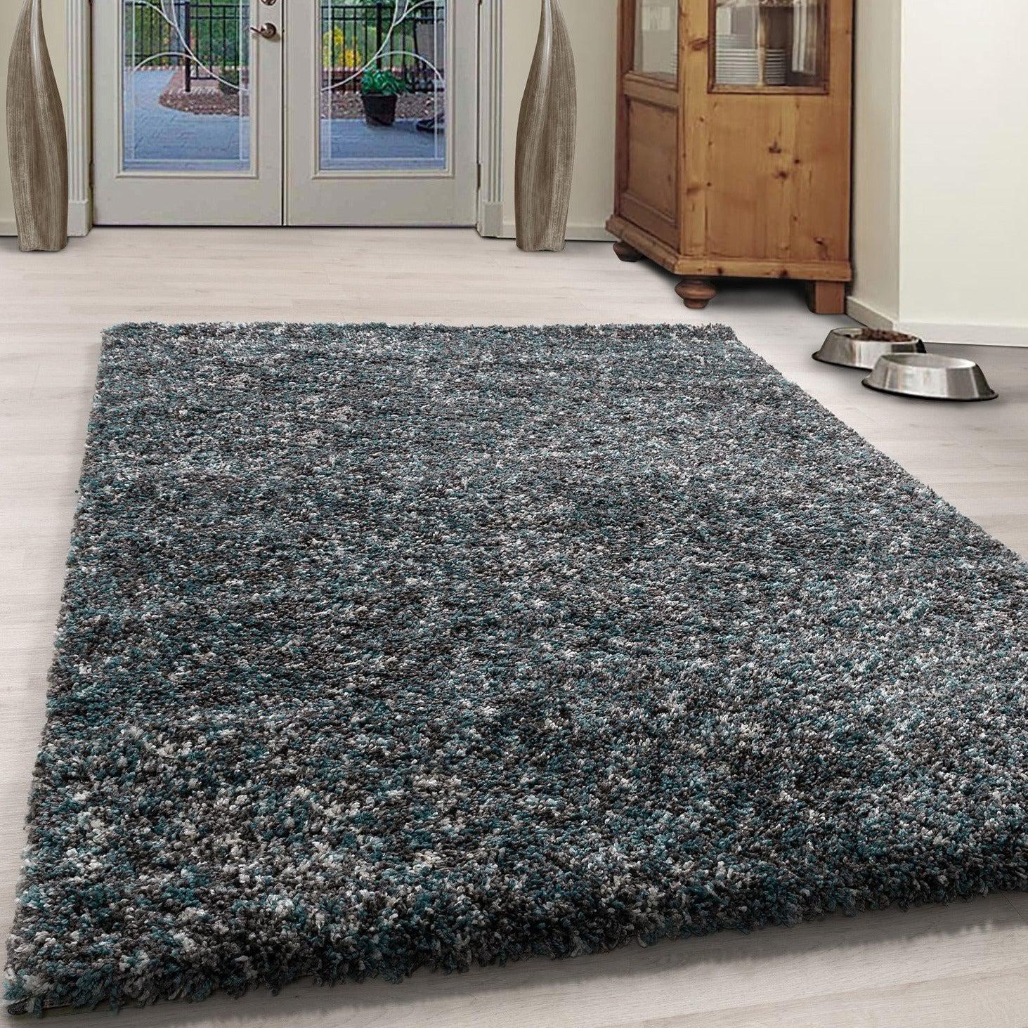 Grey & Blue Blend Shaggy Rug - Enjoy Rugs Rug Masters
