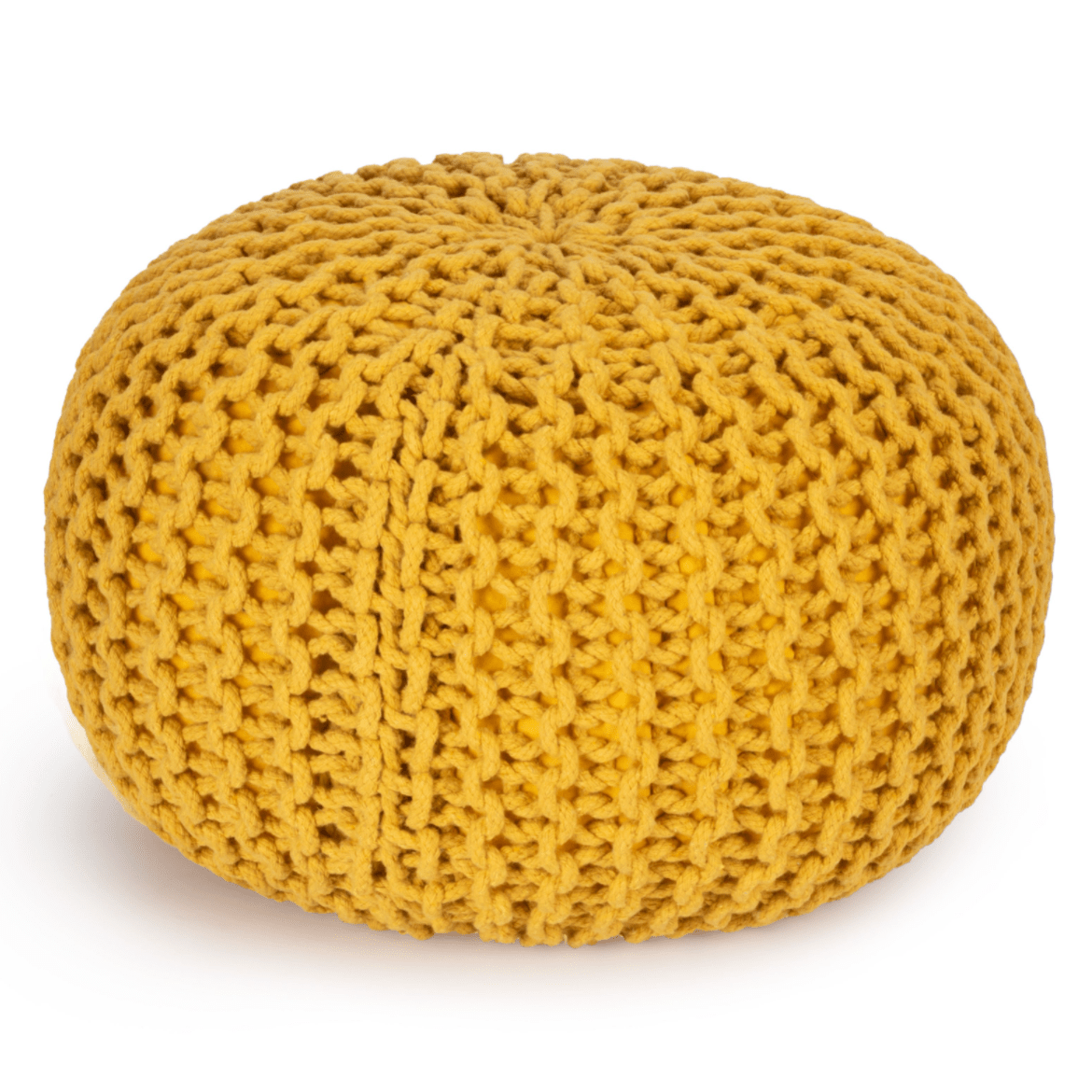 Handmade Knitted Pouffe Footstool 50cm - Yellow - Bargainia.com - 