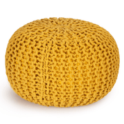 Handmade Knitted Pouffe Footstool 50cm - Yellow Footstool Bargainia
