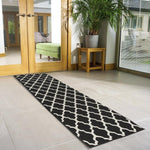 Hard Wearing Hessian Backed Stair Runner Kitchen Mat - Texas Black Trellis - Bargainia.com - 