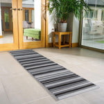 Hard Wearing Hessian Backed Stair Runner Kitchen Mat - Texas Grey Lines - Bargainia.com - 