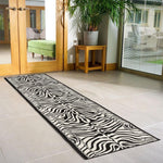 Hard Wearing Hessian Backed Stair Runner Kitchen Mat - Texas Zebra Print - Bargainia.com - 