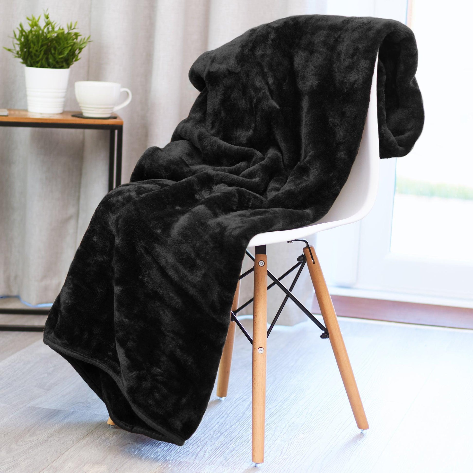Super Soft Faux Mink Throw Black Bargainia –