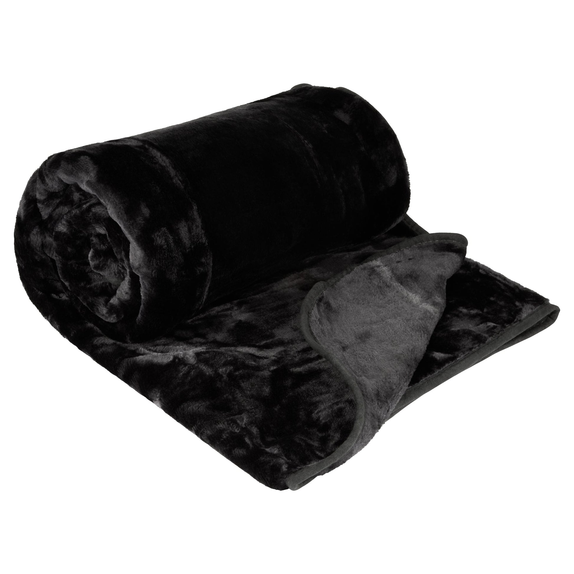 Hibernate Cosy Collection Soft Faux Mink Throw Thick Luxury Blanket - Black Blankets Clearance