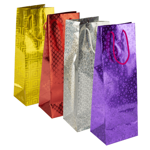 Holographic Bottle Gift Bags (36cm x 12cm) - 4 Pack-Bargainia.com