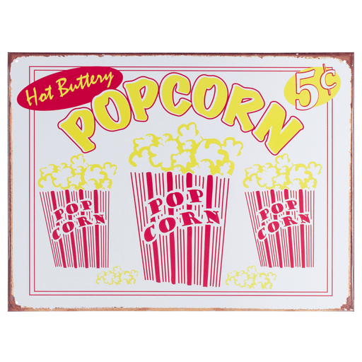Hot Popcorn Metal Plaque - 30 x 41cm only5pounds-com