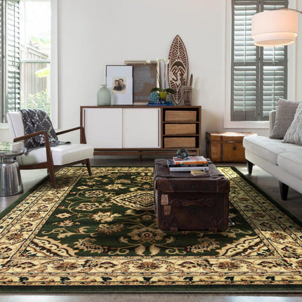 Indiana Floral Green Traditional Rug | bargiania.com | Traditional Rugs-Bargainia.com