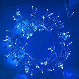Indoor/Outdoor 8 Function LED Waterproof Fairy Lights with Clear Cable (300 Lights - 25M Cable) - Blue - Bargainia.com - 8800225808359