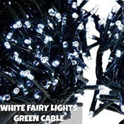 Indoor/Outdoor 8 Function LED Waterproof Fairy Lights with Green Cable (1000 Lights - 33M Cable) - White Lights Lighting Bargainia