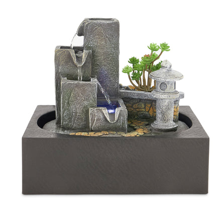 Garden theme indoor tabletop water feature white background