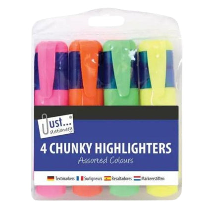 Just Stationery Chunky Highlighters - 4 pk 5013922040745 only5pounds-com