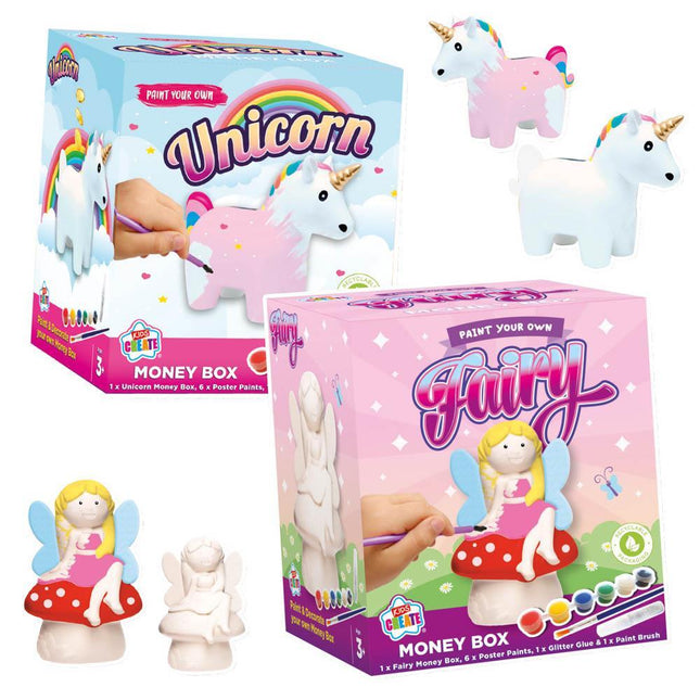 Kids Create Paint Your Own Money Box - Unicorn Or Fairy 5012128557279