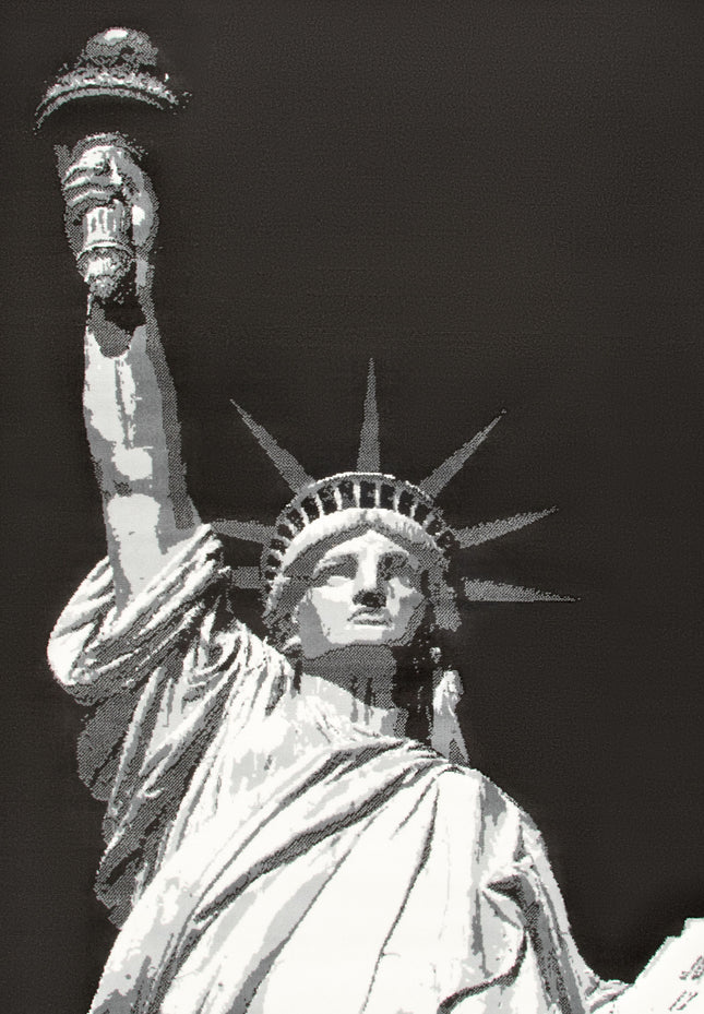 Black Funky Statue of Liberty Print Rug - Texas - Bargainia.com