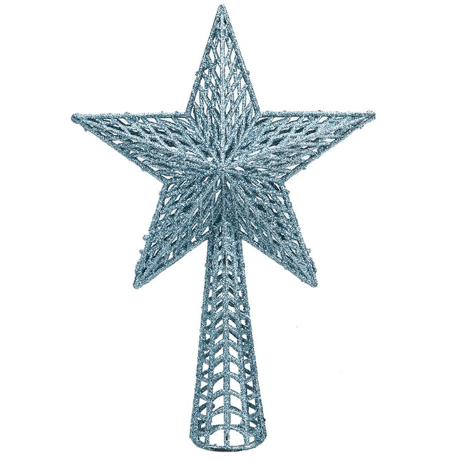Large Ice Blue Glitter Star Tree Top - 25 x 36cm 5050570000000 only5pounds-com