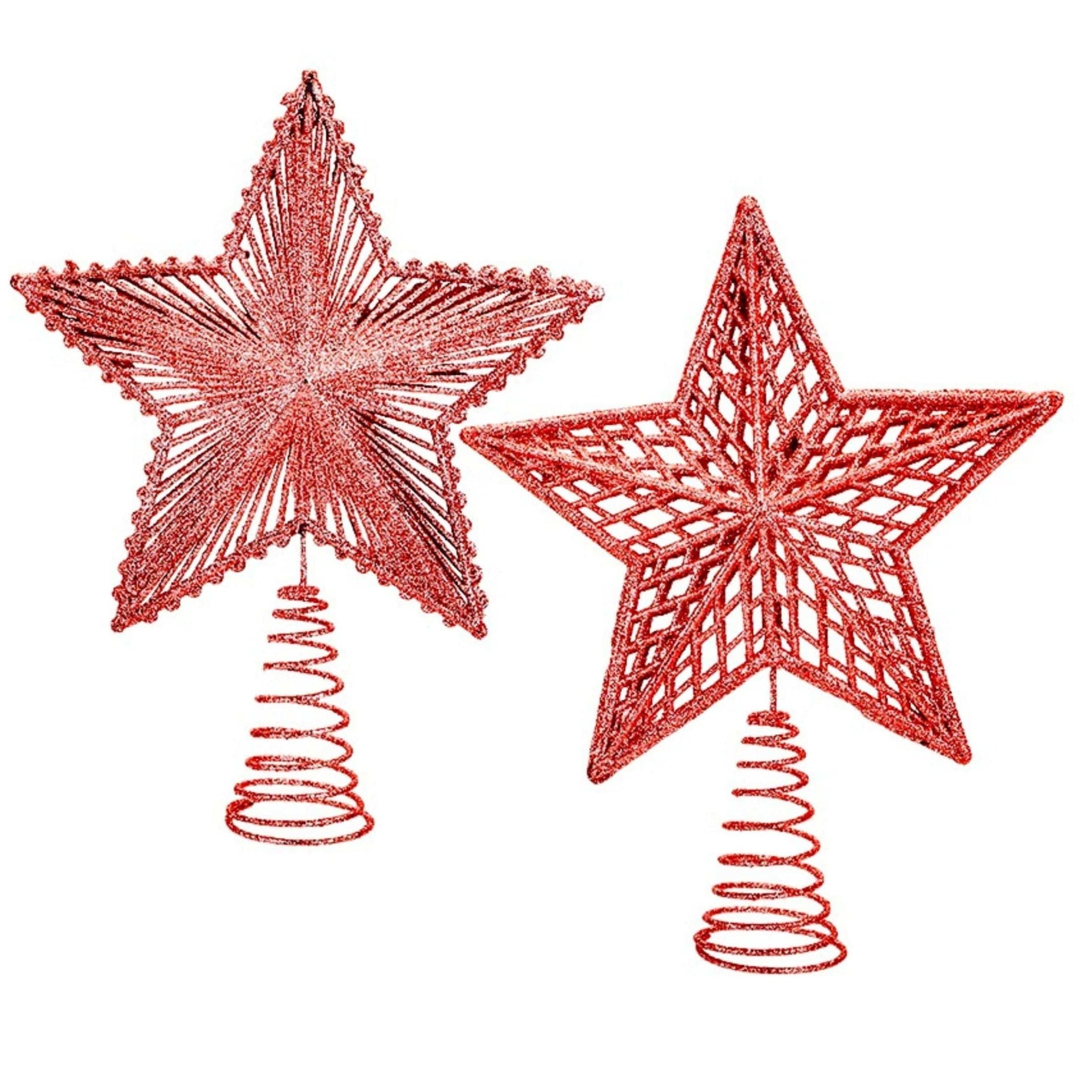 Large Red Glitter Star Tree Topper - Assorted Holiday Decorations Clearance