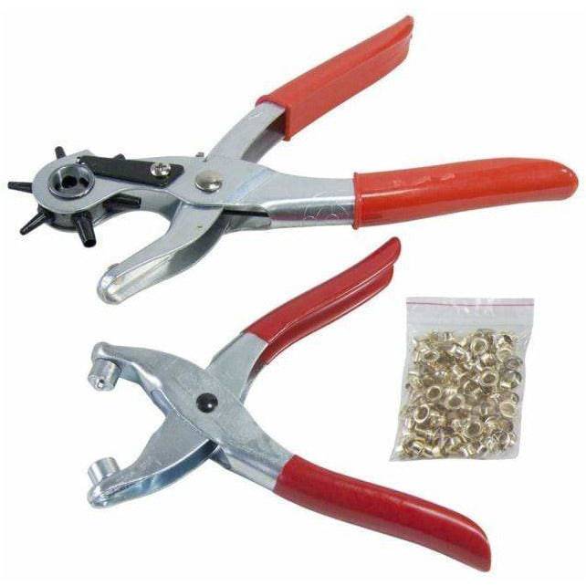 Leather Punch & Eyelet Plier Set - Includes 100pc Eyelets 5032759030675 only5pounds-com