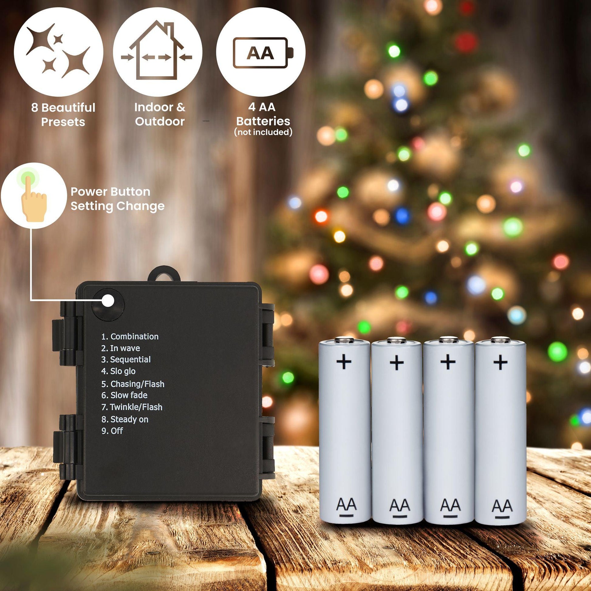 LED Berry Bulbs Battery Operated 8 Function (100 Lights) - Multicoloured Lights Lighting Bargainia