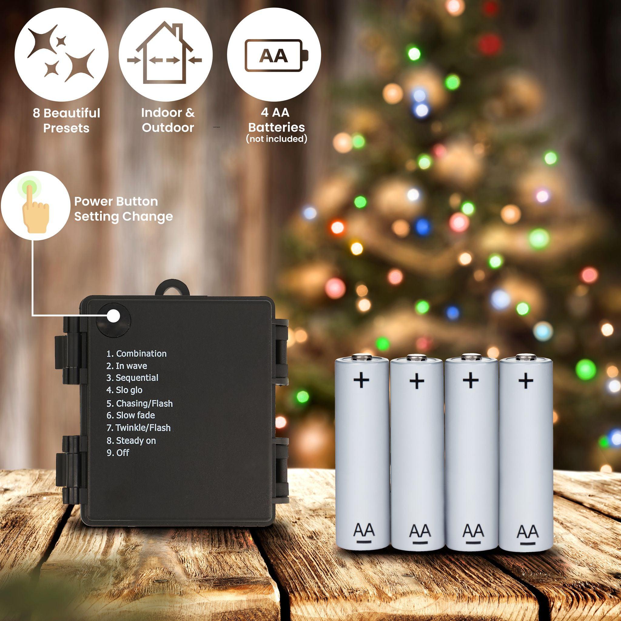 LED Berry Bulbs Battery Operated 8 Function (100 Lights) - Multicoloured Lights Lighting Bargainia