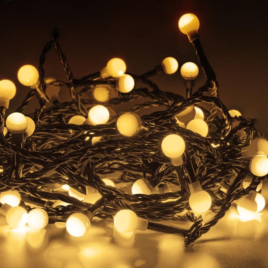 LED Berry Bulbs Battery Operated 8 Function (100 Lights) - Warm White Lights Lighting Bargainia