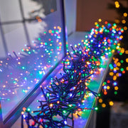 LED Waterproof Cluster Fairy Lights with Green Cable (480 Cluster Lights - 17.5M Cable) - Multicoloured Lights Lighting Bargainia