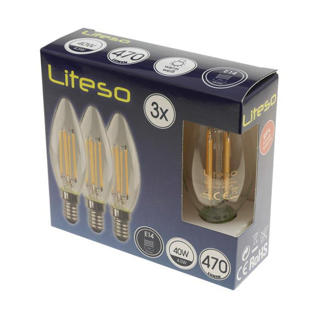 E14 LED Candle Lightbulbs - 2700k - 4.5W/40W - Pack of 3-4260644160195C-Bargainia.com