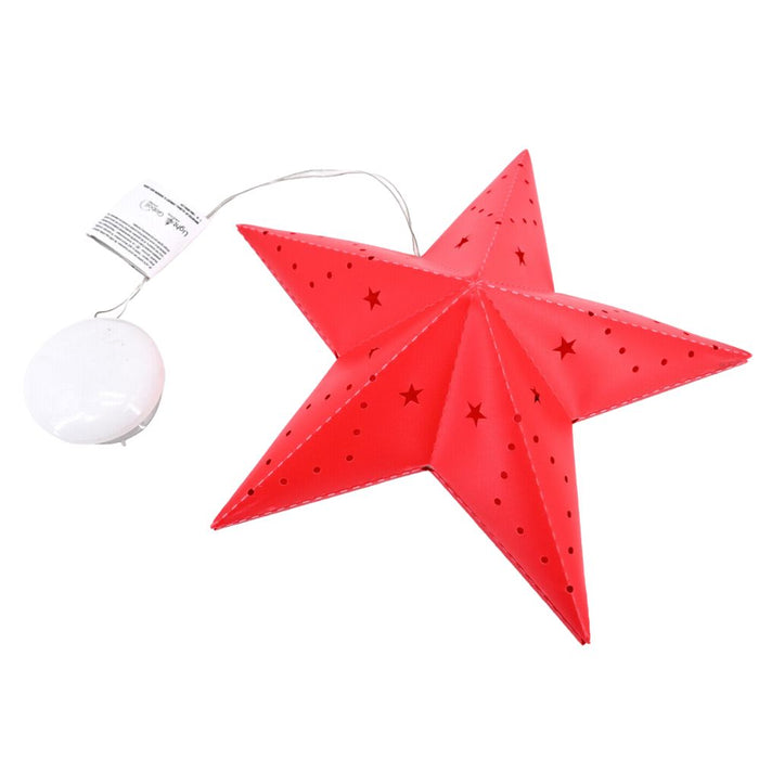 Light-Up Hanging Paper Star - Red - 30cm 5420046524325 only5pounds-com