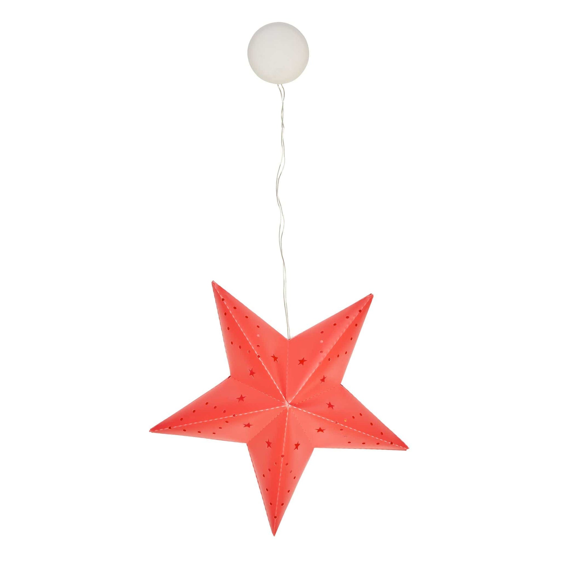 Light-Up Hanging Paper Star - Red - 30cm Decor Clearance