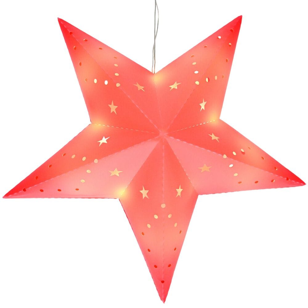 Light - Up Hanging Paper Star - Red - 30cm - Bargainia.com - 5420046524325 - STAN-59165