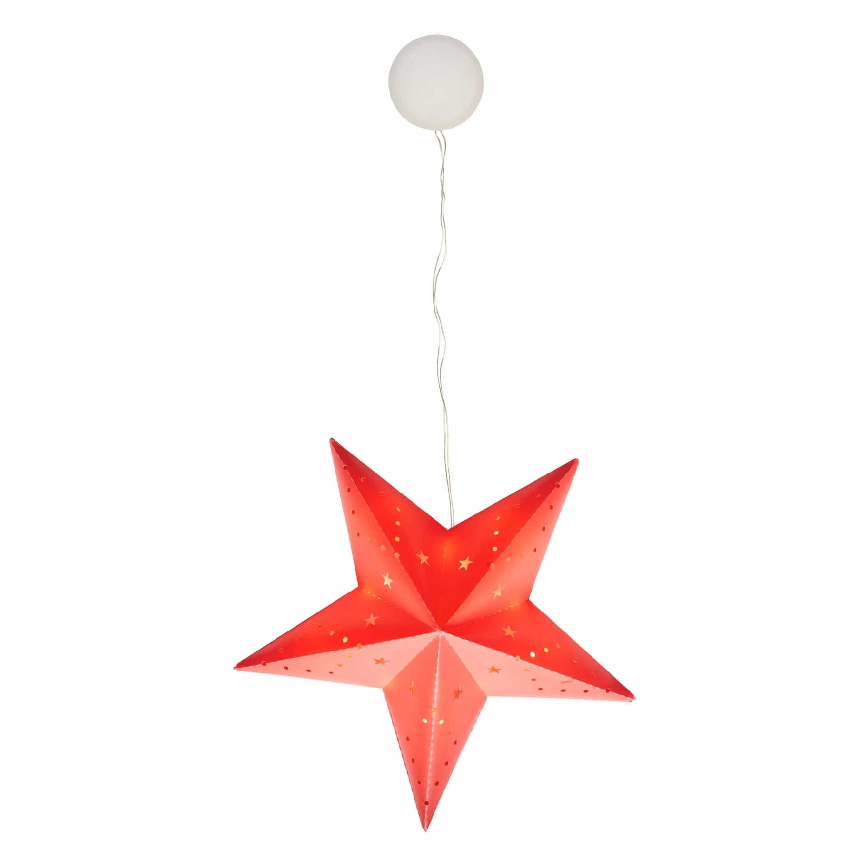 Light - Up Hanging Paper Star - Red - 30cm - Bargainia.com - 