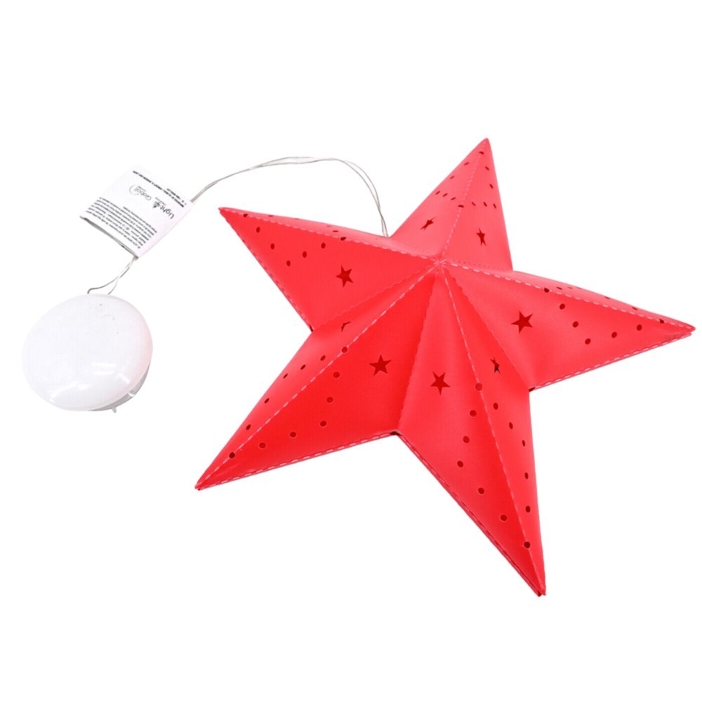 Light - Up Hanging Paper Star - Red - 30cm - Bargainia.com - 5420046524325 - STAN-59165