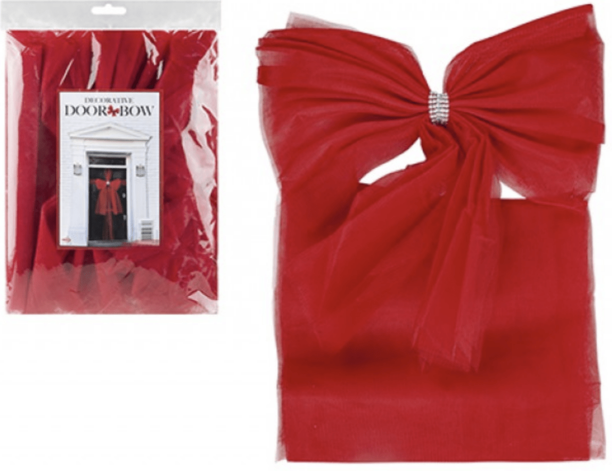 Luxury DIY Door Bow With Diamante wrap - Red Holiday Decorations Clearance