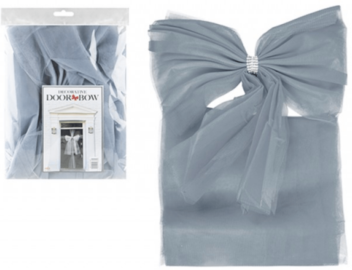 Luxury DIY Door Bow With Diamante Wrap - Silver - Bargainia.com - 