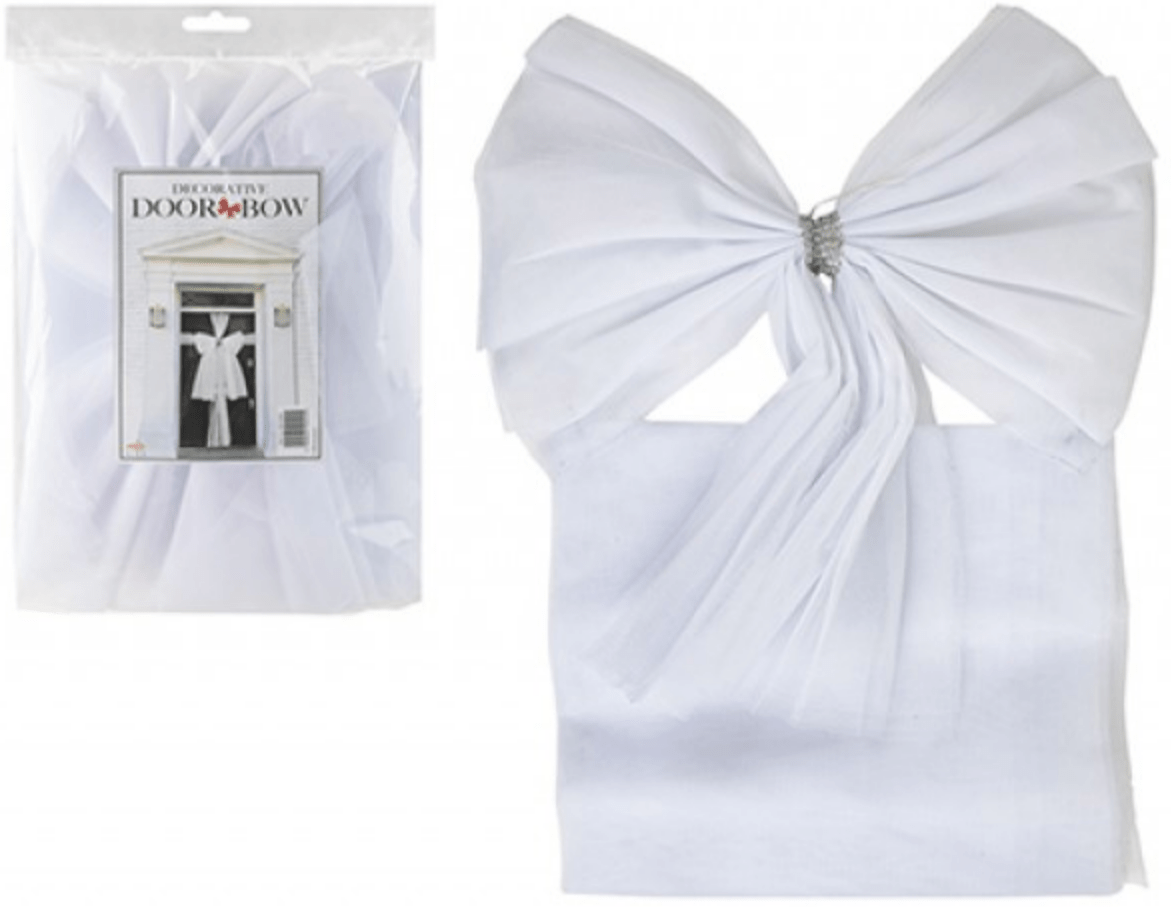 Luxury DIY Door Bow With Diamante wrap - White - Bargainia.com - 