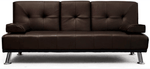 Manhattan 2 Seater Faux Leather Click Clack Sofa Bed - Brown - Bargainia.com - 