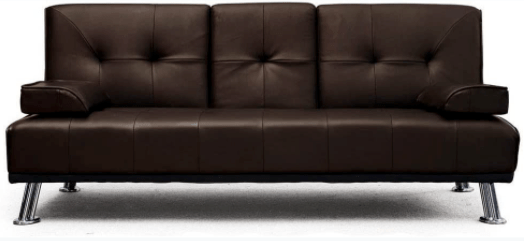 Manhattan 2 Seater Faux Leather Click Clack Sofa Bed - Brown - Bargainia.com - 
