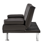 Manhattan 2 Seater Faux Leather Click Clack Sofa Bed - Brown - Bargainia.com - 