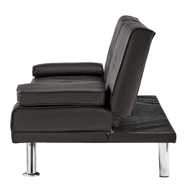 Manhattan 2 Seater Faux Leather Click Clack Sofa Bed - Brown - Bargainia.com - 