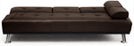 Manhattan 2 Seater Faux Leather Click Clack Sofa Bed - Brown - Bargainia.com - 