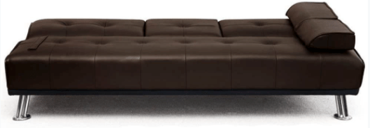 Manhattan 2 Seater Faux Leather Click Clack Sofa Bed - Brown Bargainia
