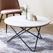 Marble Effect Coffee Table With Metal Legs - 80 x 45cm Tables Clearance